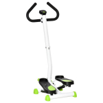 Stepper treniruoklis, LCD monitorius, neslystantys pedai, plienas ir ABS, 55x44x108 cm, žalias + juodas