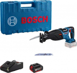 Akumuliatorinis tiesinis pjūklas Bosch GSA 185-LI, 18 V, su akumuliatoriumi ir krovikliu