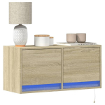 Sieninė tv spintelė su led lemputėmis, ąžuolo, 80x31x35cm