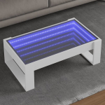 Kavos staliukas su infinity led lemputėmis, baltas, 90x53x30cm