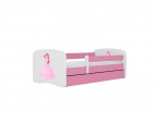 Vaiki&scaron;ka lova be čiužinio, su stalčiumi Kocot Kids BabyDreams Pink princess, 160x80 cm, rožinė