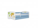 Vaiki&scaron;ka lova be čiužinio, su stalčiumi Kocot Kids BabyDreams Blue map, 160x80 cm, mėlyna