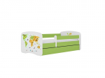 Vaiki&scaron;ka lova be čiužinio ir stalčiaus Kocot Kids BabyDreams Green map, 140x70cm, žalia