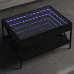 Kavos staliukas su infinity led lemputėmis, juodas, 70x50x38cm