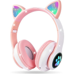 Belaidės ausinės su &bdquo;Bluetooth&ldquo; ir LED &scaron;viečiančiomis katės ausytėmis