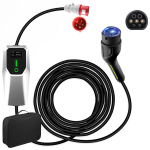 5 m 22kW 2 tipo elektromobilių įkrovimo kabelis 32A 3 fazių elektromobilių PHEV įkroviklis Mobilus Wallbox LCD ekranas