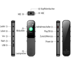 Diktofonas Diktofonai, 64 GB mini skaitmeninis diktofonas, 3072 Kbps, C tipas