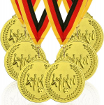 Goldge 6 boulingo medalių rinkinys vaikams, pagamintas i&scaron; cinko lydinio, 50 mm, boulingo vakarėlio mai&scaron;elis su trispalve nailono juostele ir boulingo logotipu vaikams kaip berniukų dovana boulingo vakarėliui