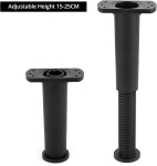 Qwork&reg; 2 vnt. reguliuojamo auk&scaron;čio baldų kojelės su pagrindu, auk&scaron;tis nuo 15 cm iki 25 cm, skersmuo 3,8 cm, idealiai tinka lovoms, sofoms ir kt.
