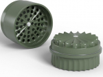 Toothless žolelių smulkintuvas, skersmuo 63 mm, padengtas nano keramika, kad nesiklijuotų, 5 dalių su įmontuota talpykla dangtelyje (žalias)