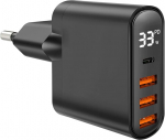 33 W mobiliojo telefono įkroviklis su led ekranu, buotau (2 in 1) usb c greitasis įkroviklis ir 3 prievadų 5v 3a usb a maitinimo &scaron;altinis, pd qc pps greitasis įkrovimas, skirtas iphone, ipad, samsung galaxy, google pixel ir kt.