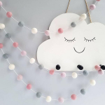 Wisafory 2 vnt. pompom girlianda, veltinio kamuoliukai, pom pom kamuoliukų girliandos, veltinio kamuoliukų girliandos, veltinio grandinėlė, spalvingos veltinio kamuoliukų girliandos, dekoracija kūdikio lovytei, gimtadienio vakarėliui, sienai, kalėdų  ...