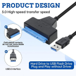 Sata į usb duomenų kabelio adapteris usb 3.0 į standžiojo disko duomenų kabelį i&scaron; sata į usb adapterį sata usb, palaiko windows, mac os ir linux operacines sistemas