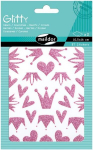 Maildor Ae073o lipdukų rinkinys glitty (su 97 lipdukais, 2 lapai Din A6 formatu, 10,5 x 16 cm, idealiai tinka vaikams nuo 2 metų, &scaron;irdelės ir karūnos) 1 pakuotė rožinė