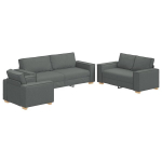 3 dalių sofa su pagalvėmis tamsiai pilkos medžiagos