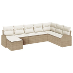8 dalių sodų sofa komplektas su pagalvėlėmis smėlio poli ratanas