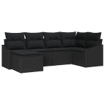 6 dalių sodo sofa komplektas su pagalvėlėmis juoda poli ratanas