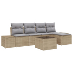 6 dalių sodo sofa rinkinys su pagalvėmis juodame poli ratanas