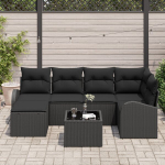 7 dalių sodo sofa rinkinys su pagalvėmis, &scaron;viesiai rataninis,2-vietė sodo sofa su saugykla ir pagalvėmis juodas poli ratanas