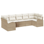 7 dalių sodo sofa komplektas su pagalvėmis Smėlio poli ratanas,2 vietų sodo sofa su saugykla ir pagalvėlėmis Smėlio poli ratanas