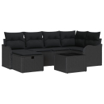 7 dalių sodo sofa rinkinys su pagalvėmis juodas poli ratanas,2 vietų sodo sofa su saugykla ir pagalvėmis juodas poli ratanas