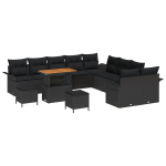 13 dalių Sodo Sofos Komplektas su Pagalvėmis Juoda Poliratanas Akacija,2-Vietė Sodo Sofa su Pagalvėmis Juoda Poliratanas,3 dalių Sodo Valgomojo Komplektas su Pagalvėmis Juoda Poliratanas Akacija