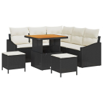 8 dalių sodo sofa rinkinys su pagalvėlėmis juodas poli ratanas akacija,2 vietų sodo sofa su pagalvėlėmis juodas poli ratanas,3 dalių sodo valgomojo rinkinys su pagalvėlėmis juodas poli ratanas akacija