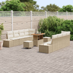 11 dalių sodo sofa set su pagalvėmis smėlio poli ratanas akacija,2 vietų sodo sofa su pagalvėmis smėlio poli ratanas,3 dalių sodo valgomojo rinkinys su pagalvėmis smėlio poli ratanas akacija