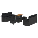 9 dalių sodo sofa rinkinys su pagalvėmis juodas poli ratanas akacija,2 vietų sodo sofa su daiktų laikymu ir pagalvėmis juodas poli ratanas,3 dalių sodo valgomojo rinkinys su pagalvėmis juodas poli ratanas akacija