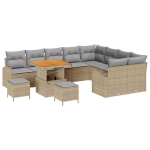 12 Dalių Sodo Sofa Rinkinys su Pagalvėmis Smėlio Poli Ratanas Akacijos,2-sėdima Sodo Sofa su Saugojimu ir Pagalvėmis Smėlio Poli Ratanas,3 Dalių Sodo Valgomojo Rinkinys su Pagalvėmis Smėlio Poli Ratanas Akacijos