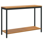 Lauko stalas Natūralus ir Juodas 35x110x75 cm Kietos medienos ir plieno