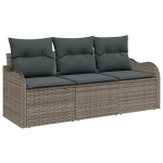 3 dalių sodo sofa su pagalvėlėmis pilkoje PE ratanas
