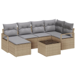 7 dalių sodo sofa rinkinys su pagalvėlėmis juoda poli ratanas,2 vietų sodo sofa su saugykla ir pagalvėlėmis smėlio poli ratanas