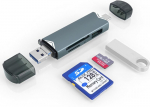 Sd kortelių skaitytuvas, Seminer 6 viename usb c/usb 3.0 dvigubas otg atminties kortelių adapteris, skirtas tf/sd/micro sd/sdxc/micro sdxc/micro sdhc atminties kortelėms (pilkas)