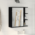 Juodas vonios veidrodis spintelė 62,5x20,5x64cm i&scaron; inžinerinės medienos