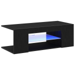 televizoriaus spintelė su LED ap&scaron;vietimu, juoda, 90x39x30 cm, pagaminta i&scaron; inžinerinės medienos