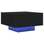 Kavos staliukas su LED ap&scaron;vietimu Juoda 55x55x31 cm