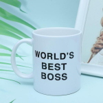 Welten Best Boss kavos puodelis: 350 ml biuro dunder mifflin keramikinis puodelis - baltas kavos puodelis gimtadieniui kalėdoms juokingas dvipusis arbatos puodelis vyrui/moteris/
