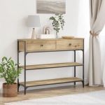 konsolinis stalas Amatininko ąžuolas 100x25x75 cm Inžinerinė mediena ir plienas