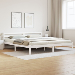 Lovos rėmas su galvūgaliu Baltas 180x220 cm Kietas medis Pu&scaron;is