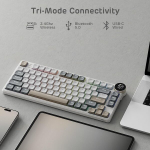 Rk royal kludge n80 žemo profilio mechaninė klaviatūra su i&scaron;maniuoju ekranu ir mygtuku, vir&scaron;utinio montavimo 75% belaidė mechaninė klaviatūra bt/2.4g/usb-c, programinės įrangos palaikymas, 80 klavi&scaron;ų, brown switch