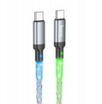 Kabel USB C do USB C Hoco 3A 60W LED 1 m U112 szary