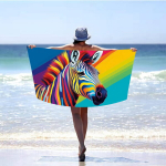 Paplūdimio rank&scaron;luostis 70x140 VASAROS Zebra Rainbow Spalvingas