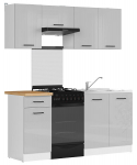 7-ių dalių virtuvės baldų komplektas BRW Junona Line, 170 cm, pilkas