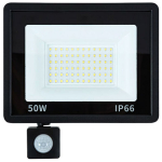 Halogeninis LED prožektorius 50 W, 6000 K, su jutikliu nuo sutemų iki au&scaron;ros, IP66