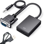 VGA-HDMI &bdquo;Full HD D-Sub&ldquo; keitiklio adapteris su 3,5 colio lizdu ir USB