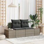 2-sėdimos sodo sofa su saugojimu ir pagalvėlėmis pilka poli ratanas