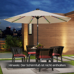 Costway Parasol 300 cm su LED saulės ap&scaron;vietimu 9 ap&scaron;vietimo režimai Sodo skėtis su &scaron;vaistikliu Beige