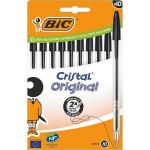 Ra&scaron;iklis - BIC - Cristal Original - 10 vienetų pakuotė - Juoda spalva - Plona smaigalys