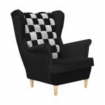 "Carol Duo" skandinavi&scaron;kas juodai baltas languotas fotelis i&scaron; "Family Furniture